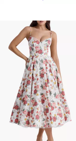 Mademoiselle Bustier Stretch Satin Midi Dress