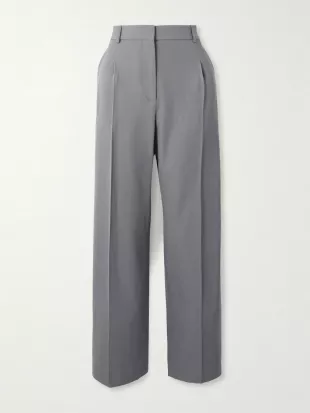 Capri pleated Wool-gabardine Straight-leg Pants