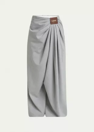 Draped Loose Wool-Blend Trousers