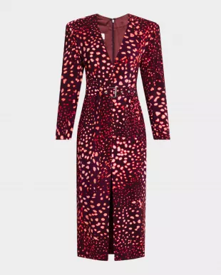 Dohana Spot Print Belted Midi Dress