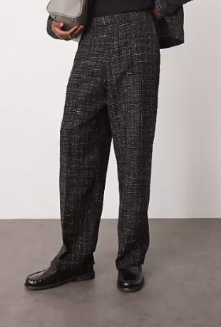 Smart Boucle Wide Pants in Black Glitter