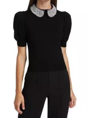 Ciara Pearl Collar Wool Sweater