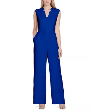 Sleeveless Crepe Wide-Leg Jumpsuit