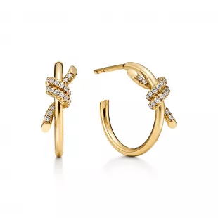 Hoop Earrings in Yellow Gold with Diamonds