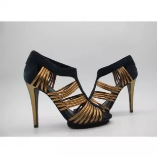 Leather Ankle Strap Heel Sandals