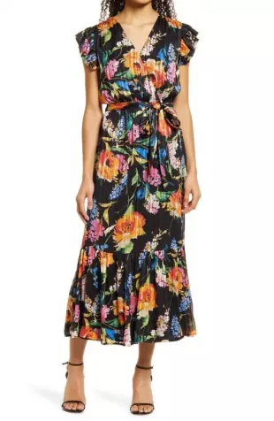 Floral V-neck Midi Dress
