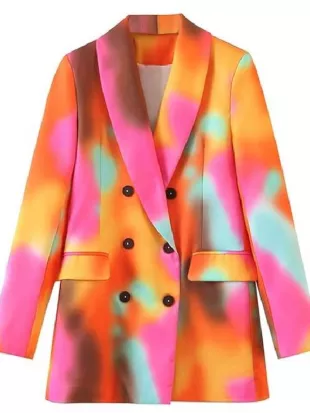 Elsbeth S03 Carrie Preston Pink Tie-Dye Double-Breasted Blazer