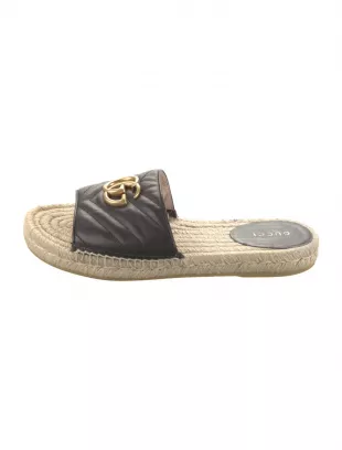 Double G Logo Leather Espadrilles