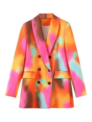 Elsbeth S03 Carrie Preston Pink Tie Dye Double Breasted Blazer