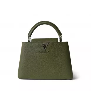 Capucines BB Khaki Taurillon Silver Hardware