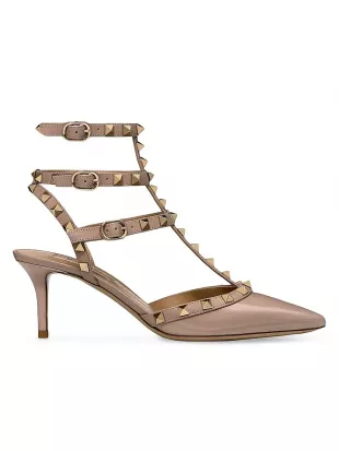 Rockstud Strappy Pointed Toe Pump