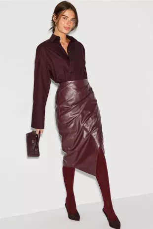 Faux Leather Midi Skirt