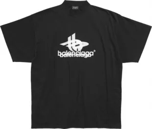 Black Layered Logos T Shirt