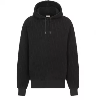 Black Terry Oblique Hoodie