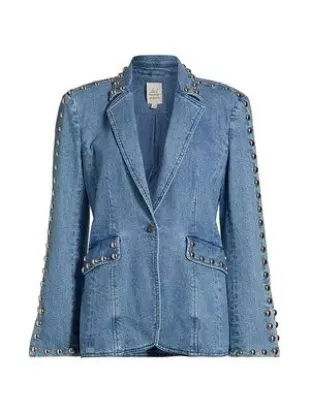 Milly Studded Denim Jacket in Blue Haze