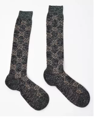 Dark Grey & Beige GG Lame Socks