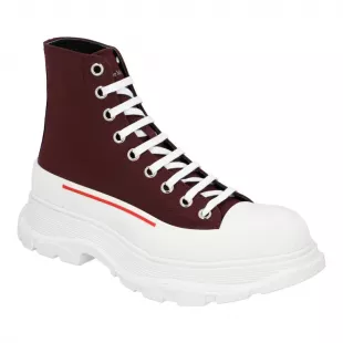 Red Canvas Tread Slick Sneaker Boots