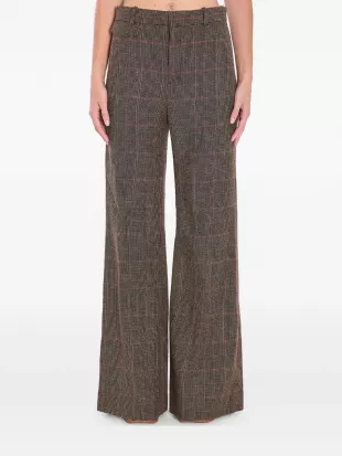 Checked High-rise Wool Flared Pants