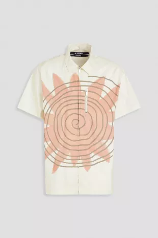 White Spiral Sun Zip Shirt