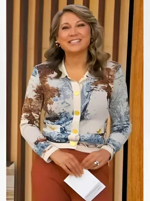 Good Morning America Ginger Zee Printed Cardigan
