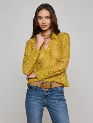 Maia Shirt in Ceylon Yellow Lace