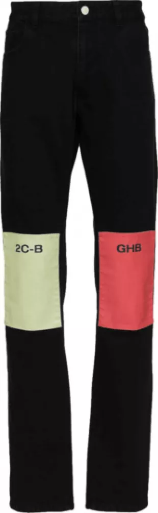 Black 2C B GHB Patch Jeans