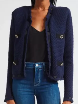 Joy Behar The View 2025 Blue Contrast Trim Cardigan