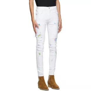 White & Neon Paint Workman Jeans