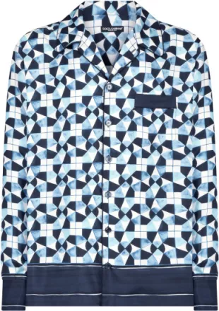 Blue Geometric Majolica Pajama Shirt