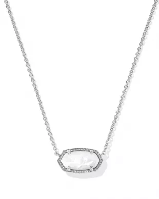 Elisa Silver Pendant Necklace in Ivory Mother of Pearl