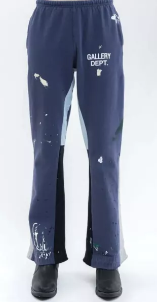 Navy Paint Splatter Flared Sweatpants
