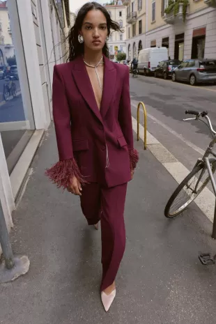 Straight Leg Pants in Burgundy