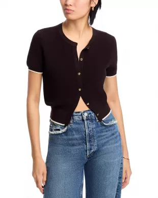 Dina Tipped Short Sleeve Cardigan