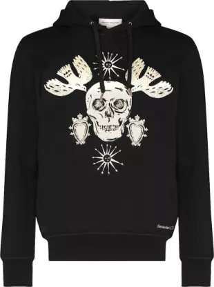 Black Papercut Skull Hoodie