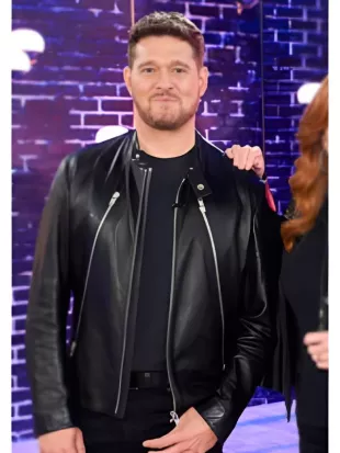 The Voice Season 28 Michael Buble Black Leather Jacket