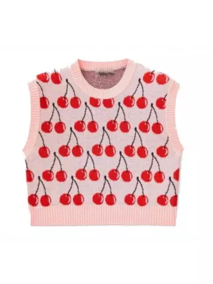 Culpa Nuestra 2025 Nicole Wallace Pink Cherry Sweater Vest