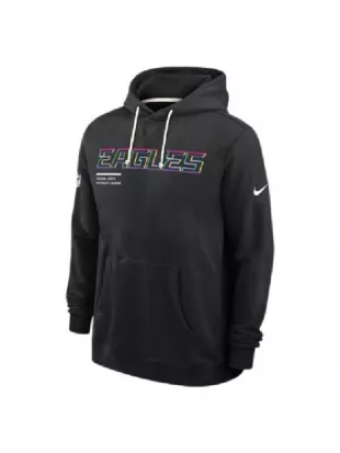 Philadelphia Eagles Black 2025 Crucial Catch Sideline Dri-FIT Hoodie