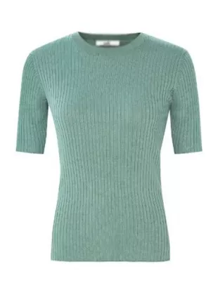 Culpa Nuestra Nicole Wallace Blue Ribbed Sweater