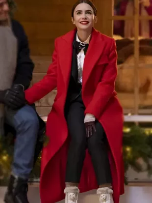 Emily Copper Red Wool Trench Coat