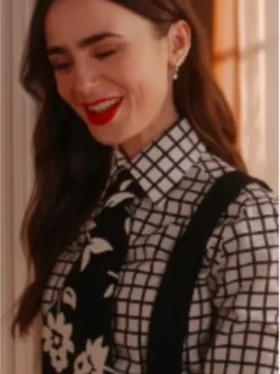 Emily in Paris S4 Emily Cooper Checks Shirt with Tie
