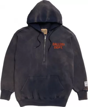 Faded Navy Vintage Logo Half Zip Hoodie