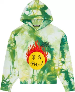 Green Tie Dye Burning Smiley Hoodie