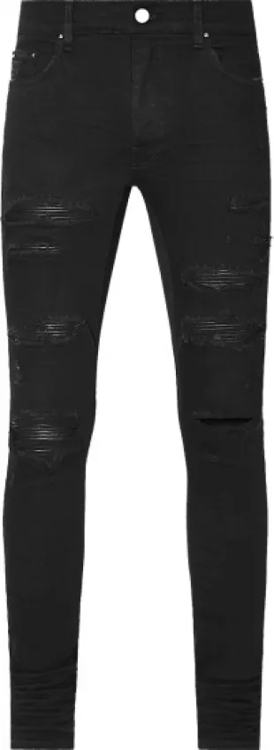 Black Leather Patch Thrasher Jeans