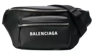 Black Leather Everyday Belt Bag