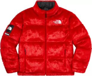 Red Fur Nuptse Down Jacket
