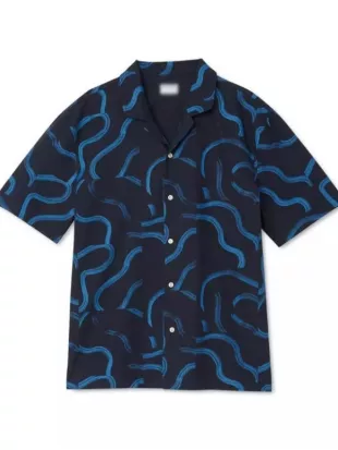 Loot S03 Ron Funches Blue Abstract Print Shirt