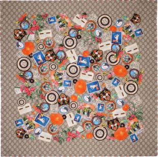 Beige GG Courrier Patch Scarf