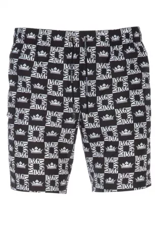 Black DG Crown Checkered Swim Shorts