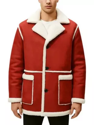 Men’s Red Shearling Santa Inspired Christmas Jacket