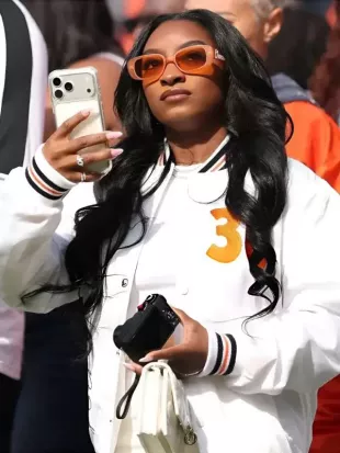 Simone Biles Chicago Bears v Baltimore Ravens 2025 White Jacket